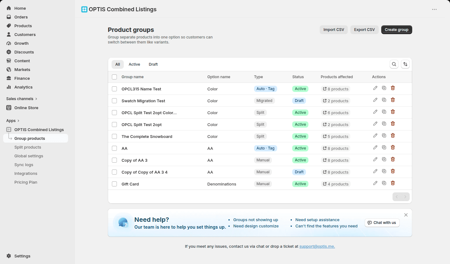 Bulk import and export groups with CSV